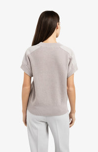 Knitted Yop with Woven Shoulder Details