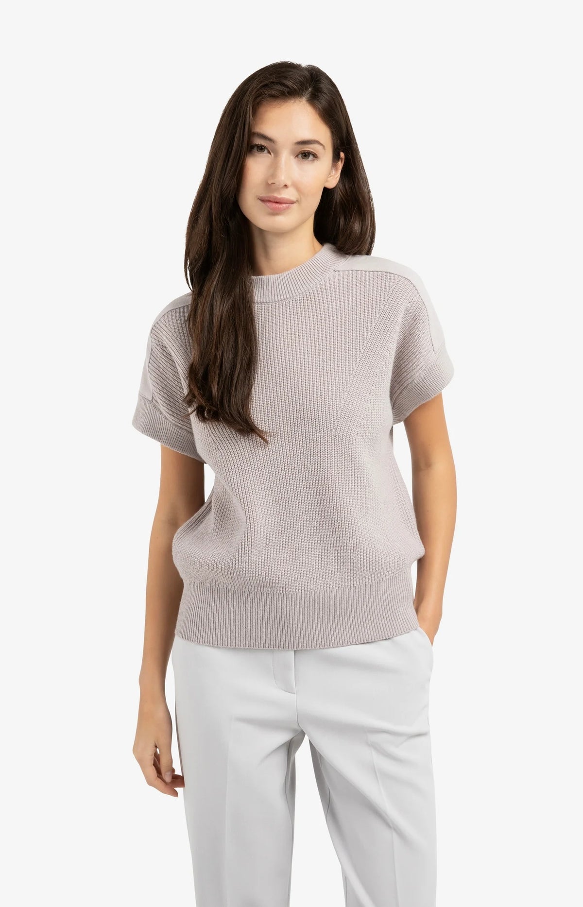 Knitted Yop with Woven Shoulder Details
