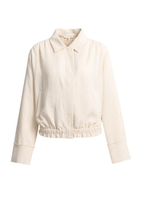 Linen Jacket with Collar and Elasticated Hem