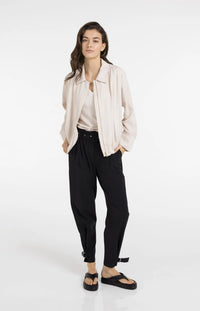 Linen Jacket with Collar and Elasticated Hem