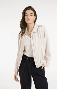 Linen Jacket with Collar and Elasticated Hem