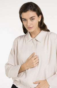 Linen Jacket with Collar and Elasticated Hem