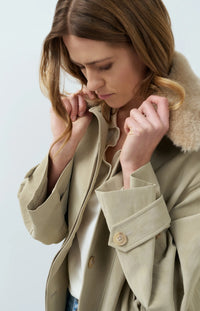 Long Faux Suede Coat Detachable Collar