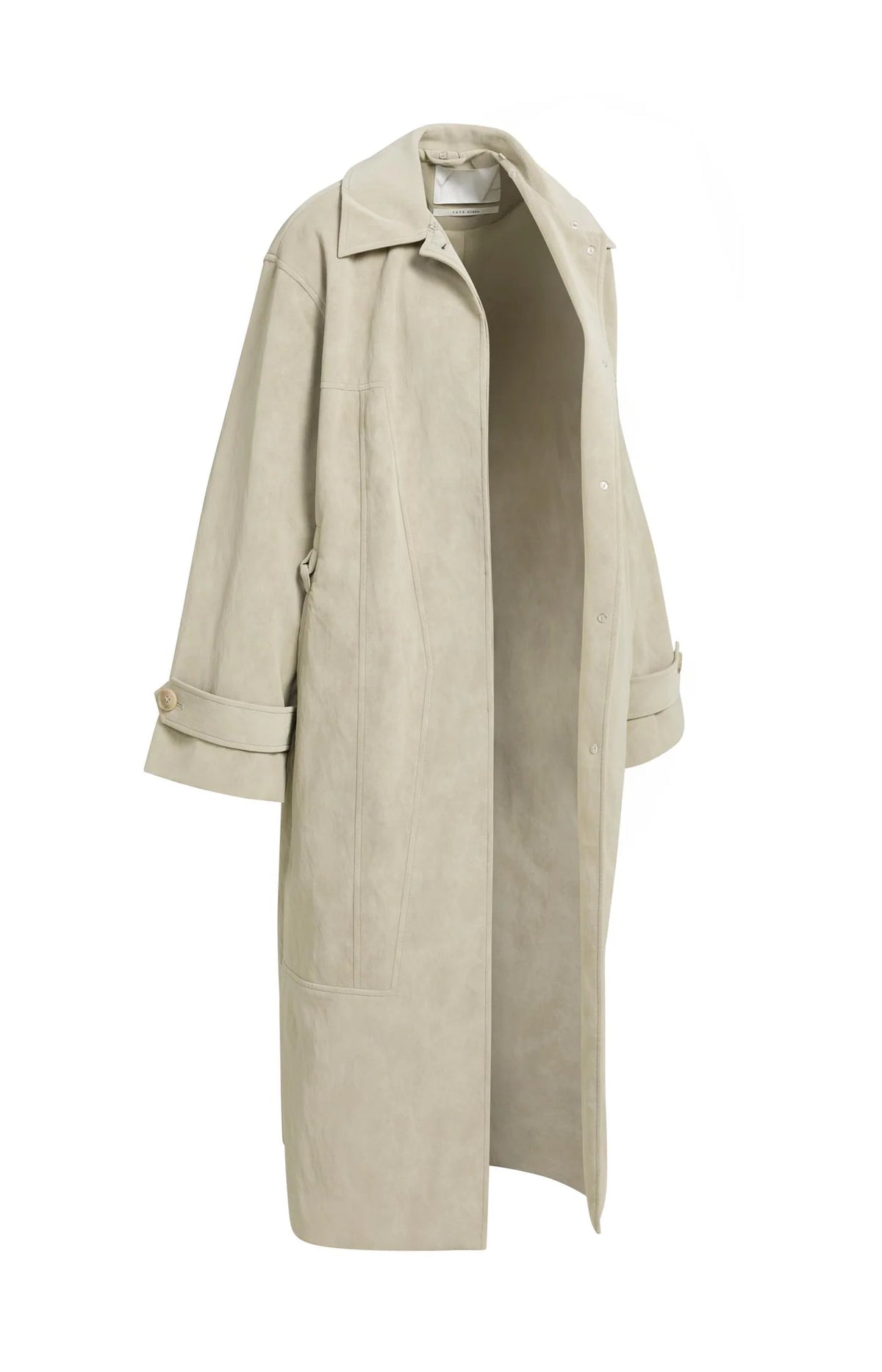 Long Faux Suede Coat Detachable Collar
