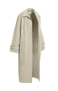 Long Faux Suede Coat Detachable Collar