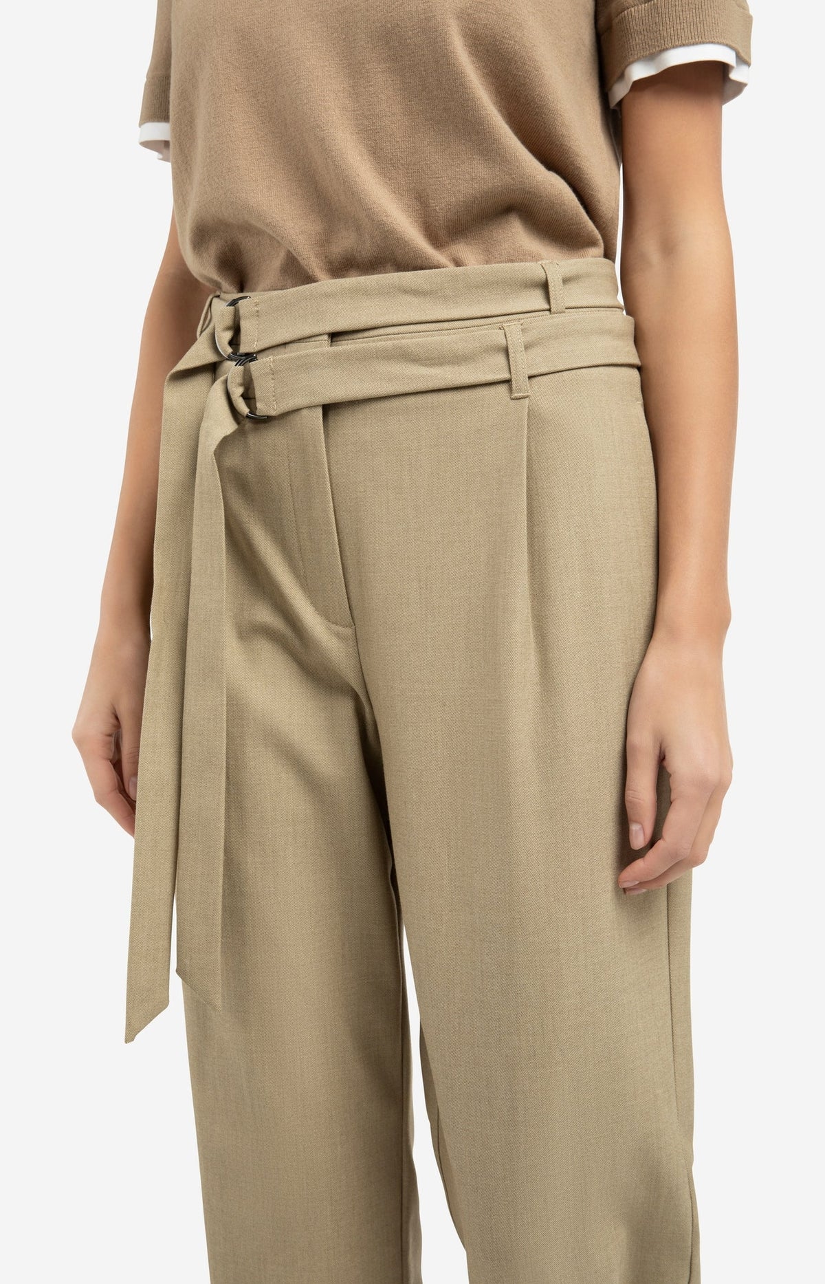 Loose Fit Trousers with Double Belt