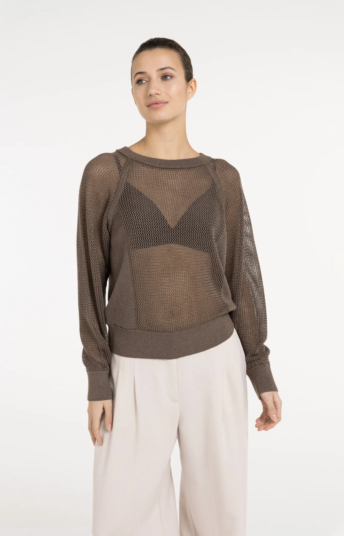 Mesh-stitch Knitted Sweater