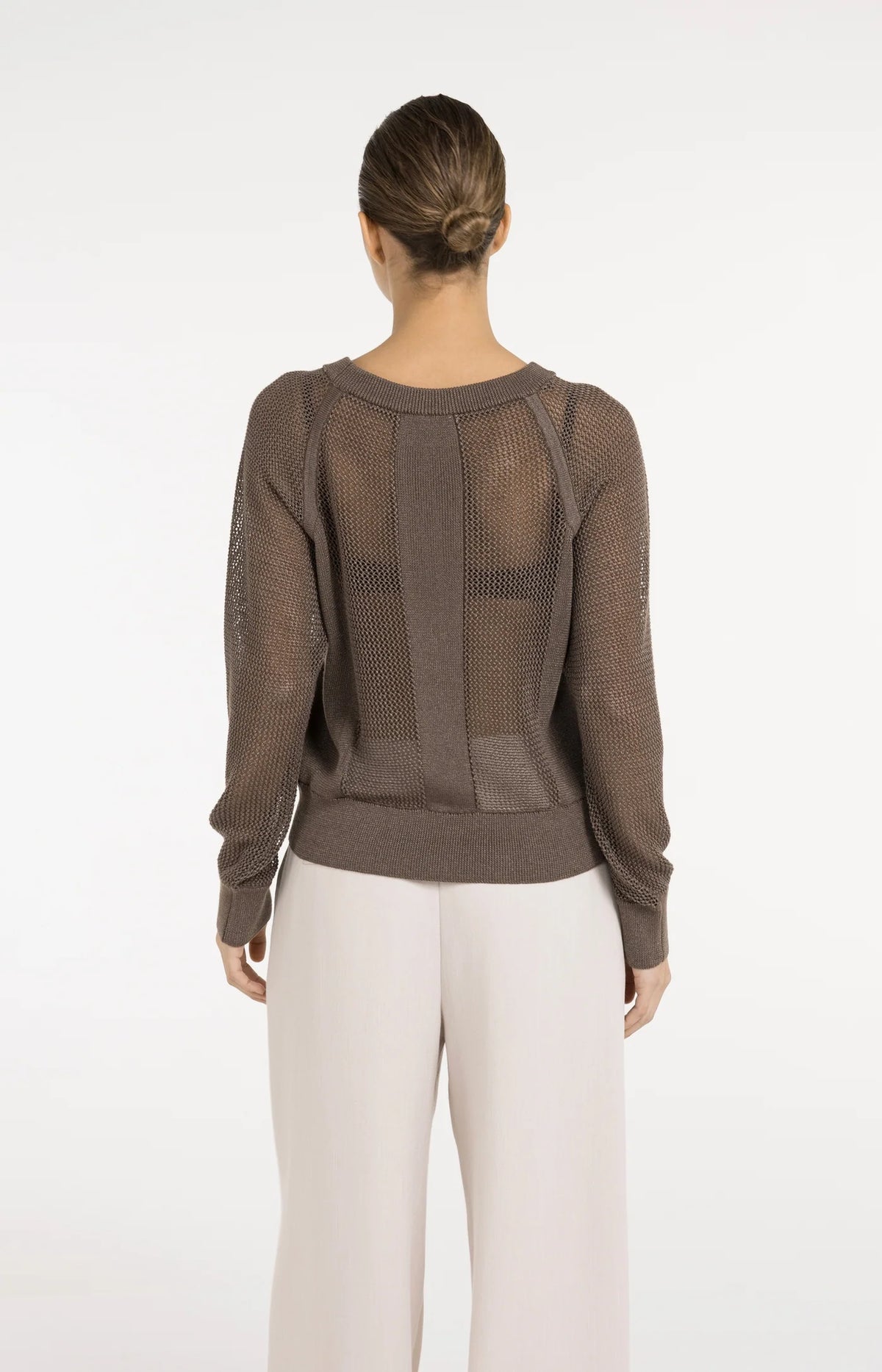 Mesh-stitch Knitted Sweater