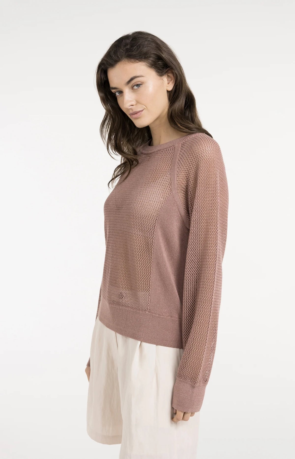 Mesh-stitch Knitted Sweater