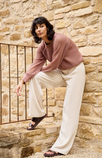 Mesh-stitch Knitted Sweater
