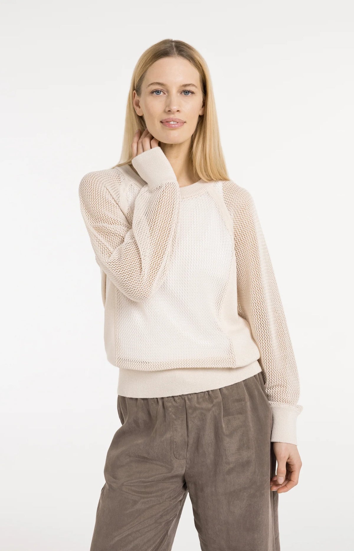 Mesh-stitch Knitted Sweater