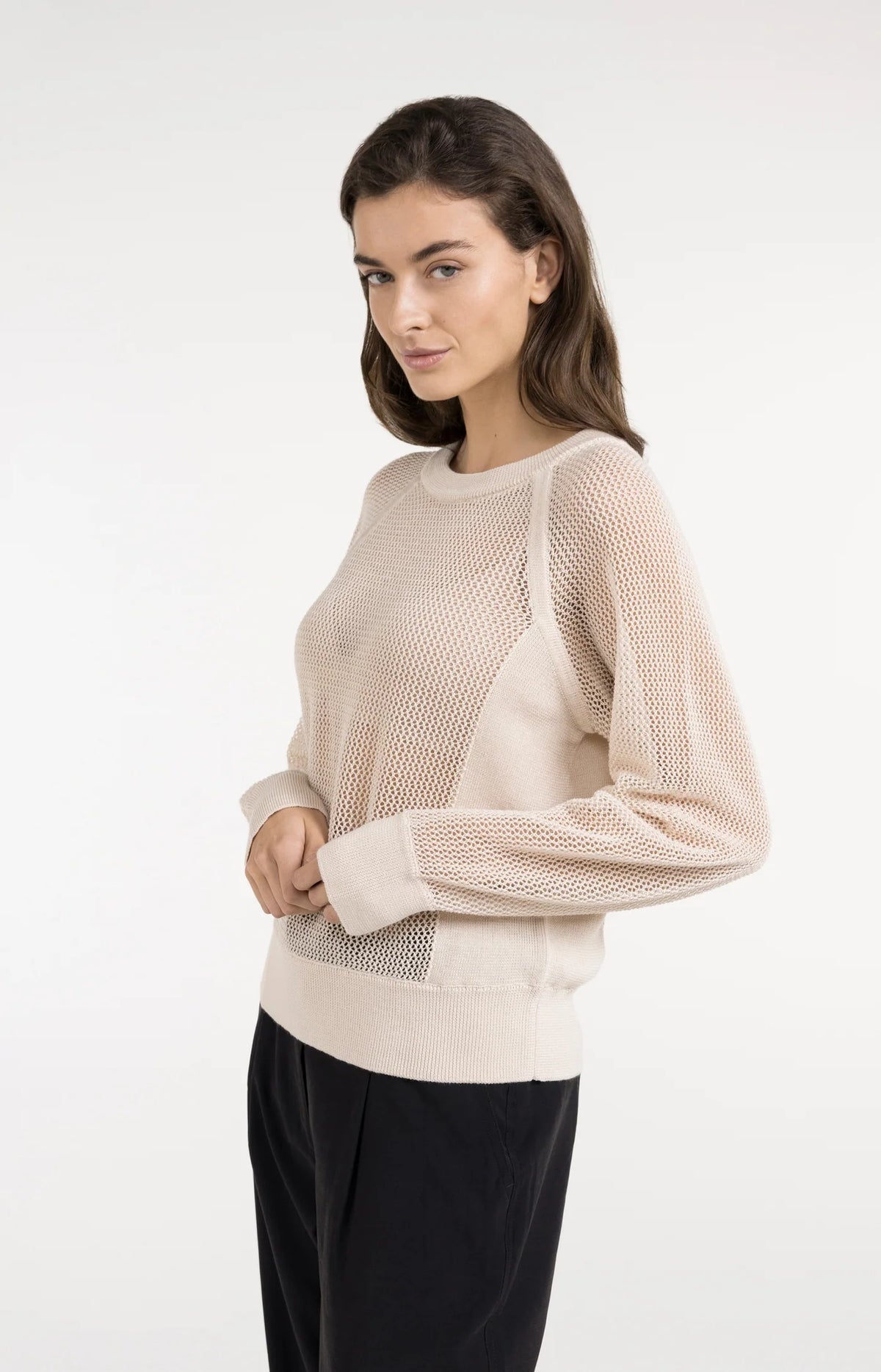 Mesh-stitch Knitted Sweater