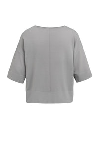 Oversized Fine-Knit T-Shirt Boat Neckline - YAYA
