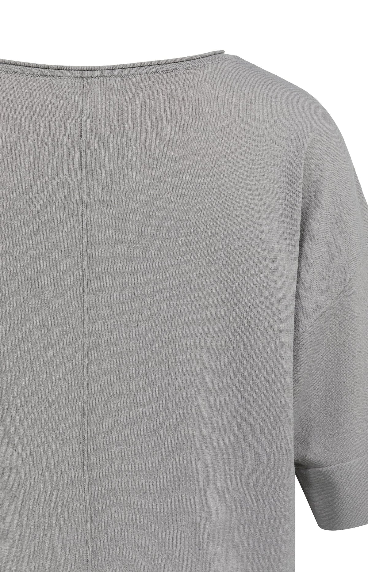 Oversized Fine-Knit T-Shirt Boat Neckline - YAYA