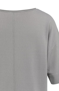 Oversized Fine-Knit T-Shirt Boat Neckline - YAYA