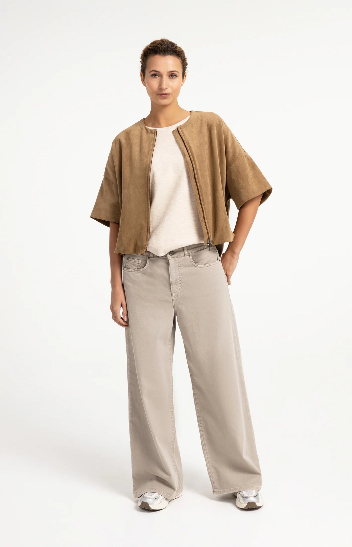 Oversized Suedine Jacket Short Sleeves