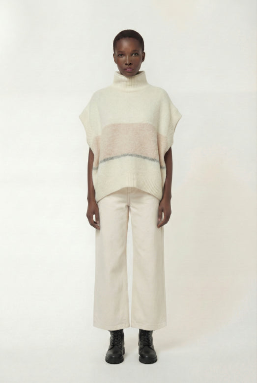 Humility Colour Block Roll Neck Knit Vest