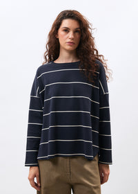 Navy & Cream Stripe Relaxed Top