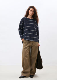 Navy & Cream Stripe Relaxed Top
