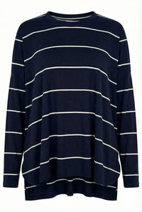 Navy & Cream Stripe Relaxed Top