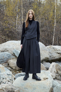 Charcoal Asymmetric Wrap Waistcoat