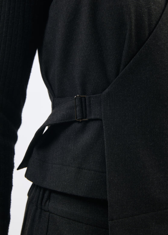 Charcoal Asymmetric Wrap Waistcoat