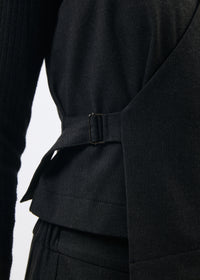 Charcoal Asymmetric Wrap Waistcoat