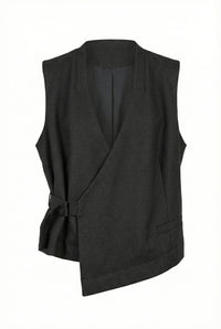 Charcoal Asymmetric Wrap Waistcoat