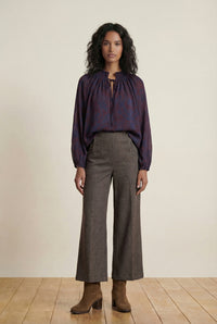 Charcoal Wide Leg Button Detail Trousers