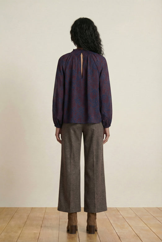 Charcoal Wide Leg Button Detail Trousers