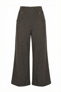 Charcoal Wide Leg Button Detail Trousers