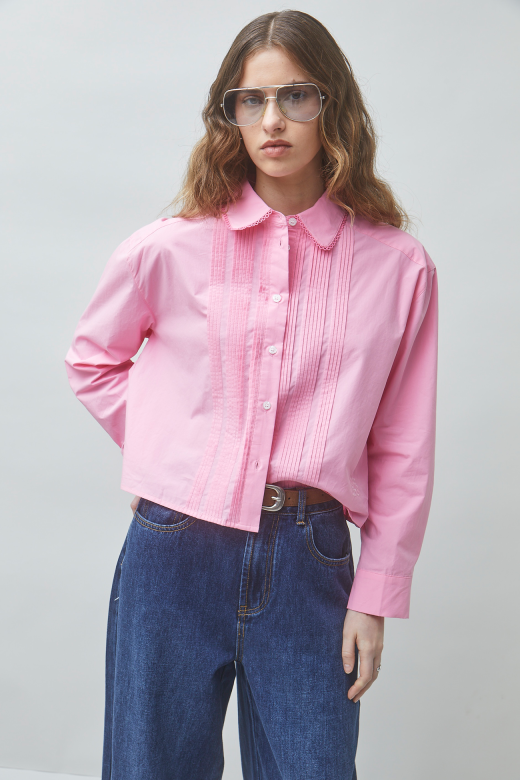 Pintuck Cotton Blouse