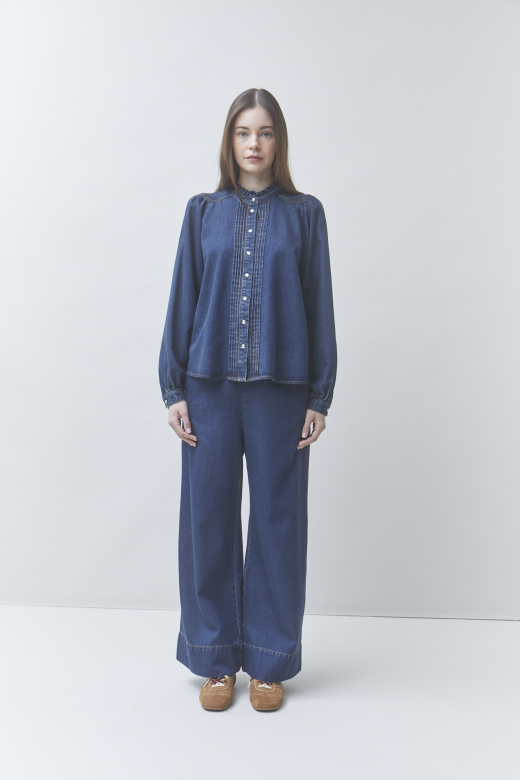Wide-Leg Lyocell Denim Trousers