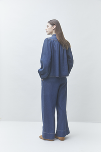 Wide-Leg Lyocell Denim Trousers