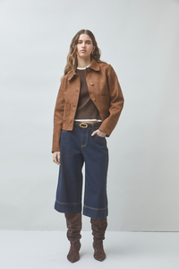 Wide-Leg Cropped Denim Jeans