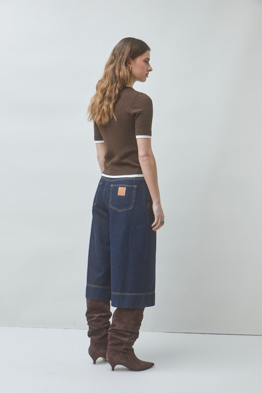 Wide-Leg Cropped Denim Jeans