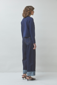 Turn-Up Wide-Leg Denim Jeans