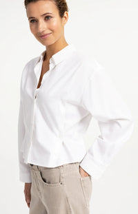 Poplin Blouse Adjustable Waist Long Sleeves