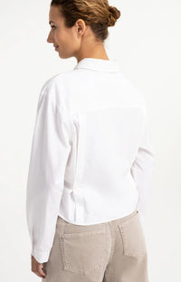 Poplin Blouse Adjustable Waist Long Sleeves