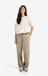 Short Sleeve Top with Balloon Hem