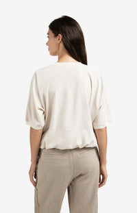 Short Sleeve Top with Balloon Hem
