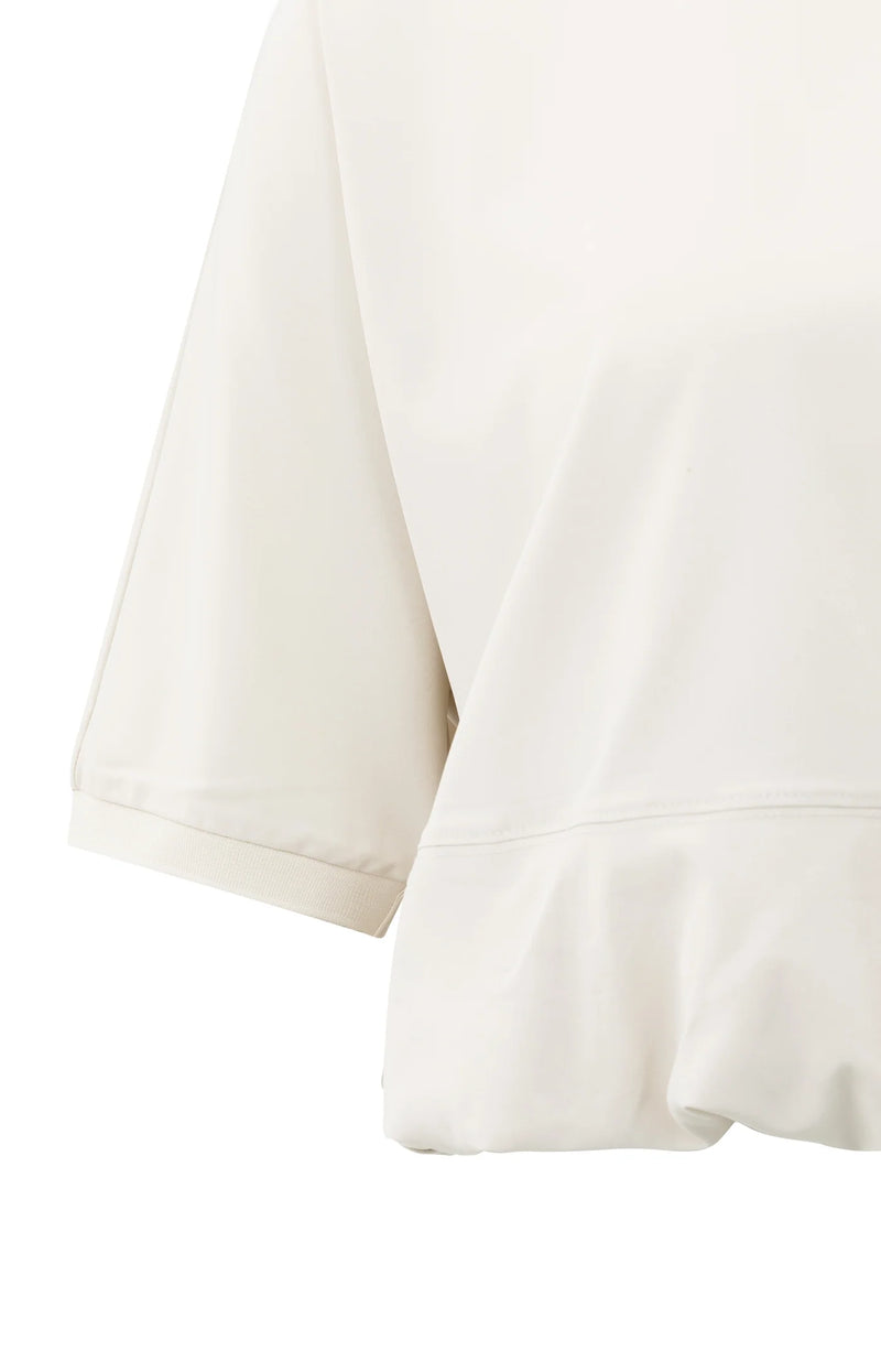 Short Sleeve Top with Balloon Hem