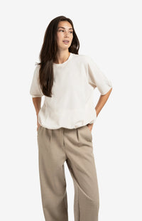 Short Sleeve Top with Balloon Hem