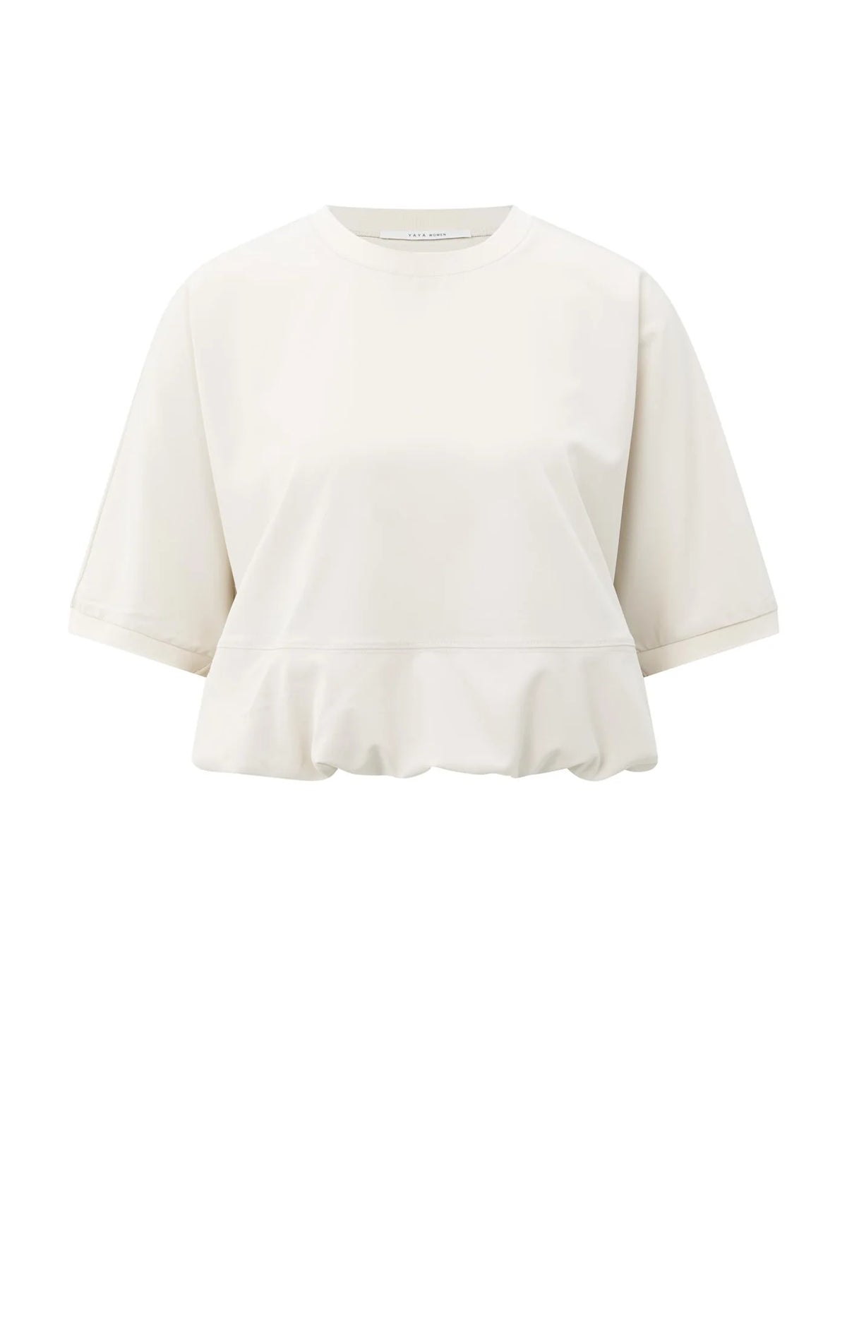 Short Sleeve Top with Balloon Hem