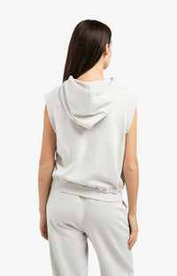 Sleeveless Hoodie with Cords