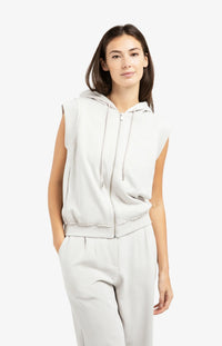 Sleeveless Hoodie with Cords