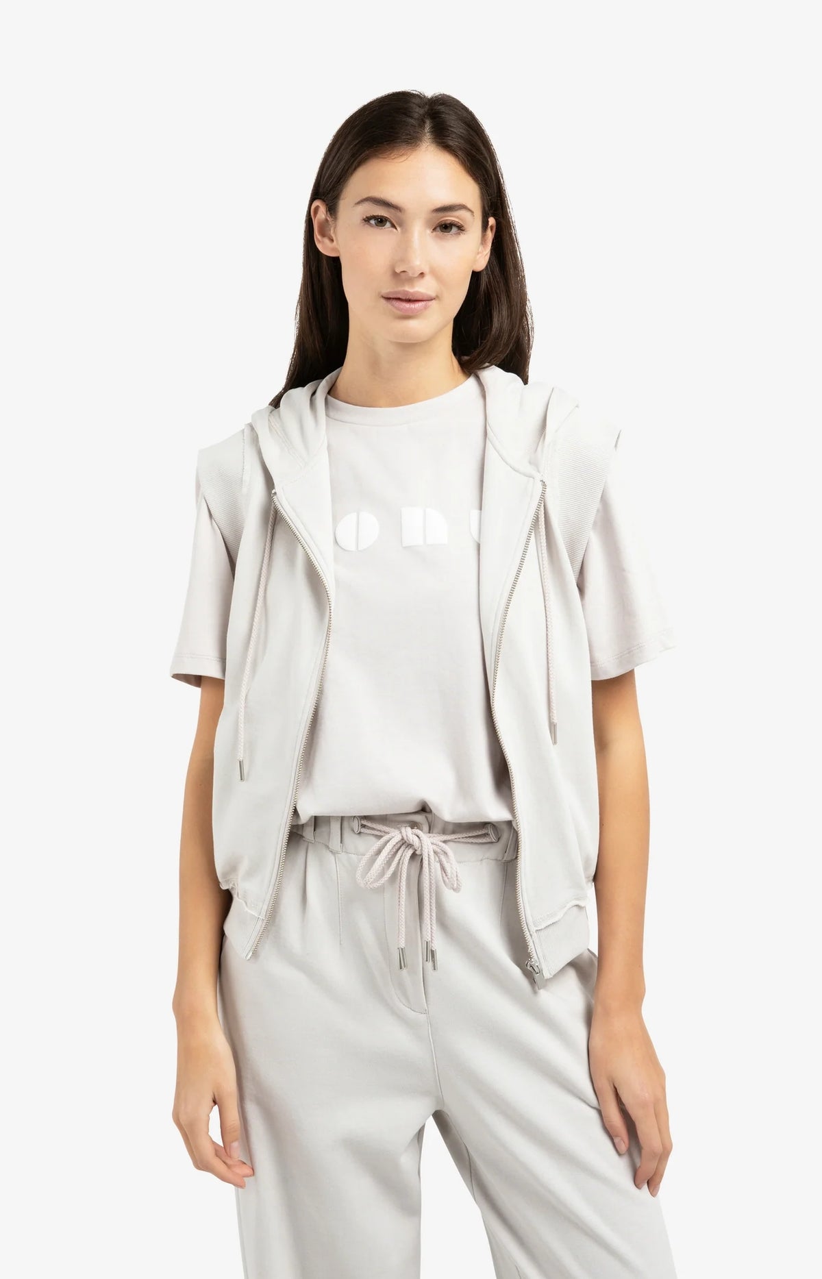 Sleeveless Hoodie with Cords