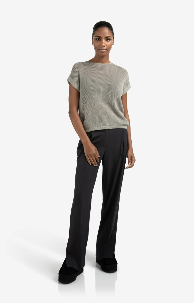 Sleeveless Knit Top with Back Button Detail