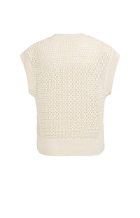 Sleeveless Mesh Knit Cardigan with Zipper Closure