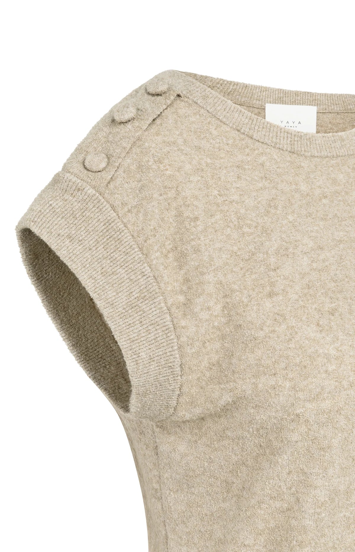 Sleeveless Sweater with Shoulder Button Details